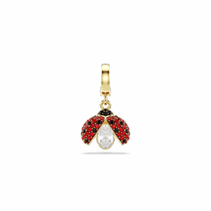 Idyllia charm, Mixed cuts, Ladybug, Red, Gold-tone plated