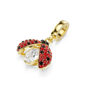 Idyllia charm, Mixed cuts, Ladybug, Red, Gold-tone plated