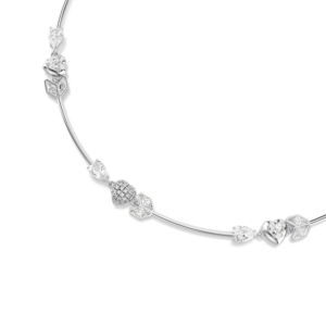 Idyllia necklace, Heart with arrow, White, Rhodium plated