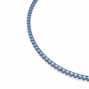 Matrix Tennis necklace, Round cut, Blue, Ruthenium plated