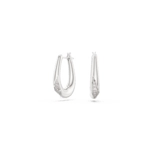 Classica hoop earrings, Round cut, Small, White, Sterling silver