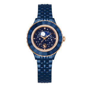 Octea moon watch, Swiss Made, Metal bracelet, Blue, Blue finish