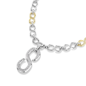 Dextera strandage, Round cut, White, Mixed metal finish