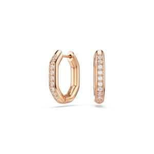 Dextera hoop earrings, Octagon shape, Round cut, Small, White, Rose gold-tone plated