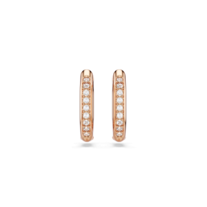Dextera hoop earrings, Octagon shape, Round cut, Small, White, Rose gold-tone plated