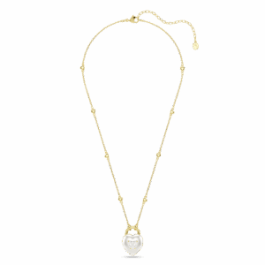 Idyllia pendant, Mixed cuts, Heart, White, Gold-tone plated