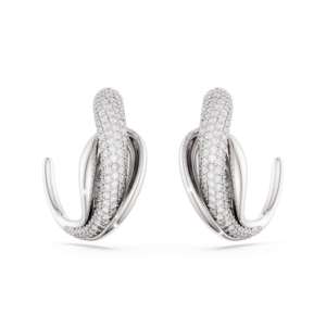 Classica hoop earrings, Statement, Round cut, White, Sterling silver