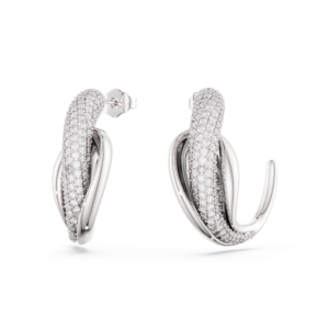 Classica hoop earrings, Statement, Round cut, White, Sterling silver