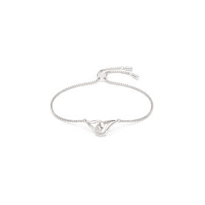 Classica bracelet, Round cut, Interlocking, White, Sterling silver