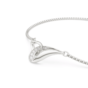 Classica bracelet, Round cut, Interlocking, White, Sterling silver