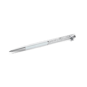 Crystalline ballpoint pen, White lacquered, Chrome plated