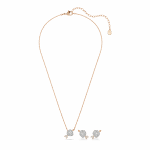 Idyllia set, Mixed cuts, Heart with arrow, White, Rose gold-tone plated