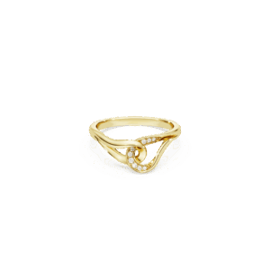 Classica ring, Round cut, Interlocking, White, Sterling silver, 18K gold finish