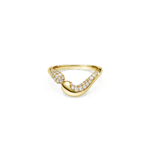 Classica open ring, Round cut, White, Sterling silver, 18K gold finish