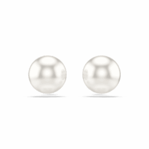Matrix stud earrings, Crystal pearl, White, Rhodium plated
