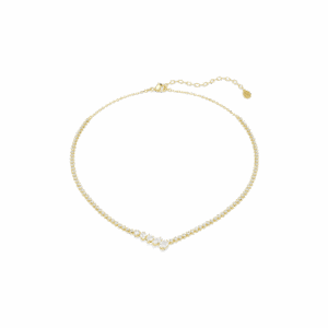 Mesmera necklace, Mixed cuts, White, 18K gold finish