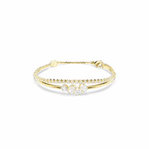Mesmera bracelet, Mixed cuts, White, 18K gold finish