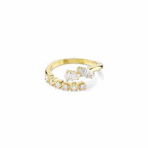 Mesmera open ring, Mixed cuts, White, 18K gold finish