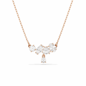 Mesmera necklace, Mixed cuts, White, 18K rose gold finish