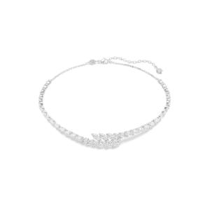 Mesmera necklace, Marquise cut, White, Rhodium plated