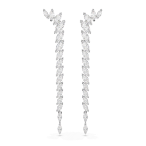 Mesmera earrings, Marquise cut, White, Rhodium plated