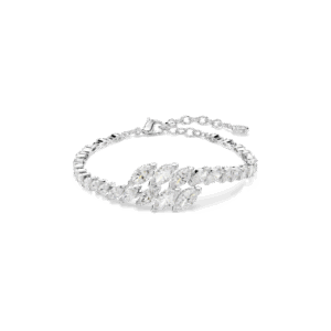 Mesmera bracelet, Marquise cut, White, Rhodium plated