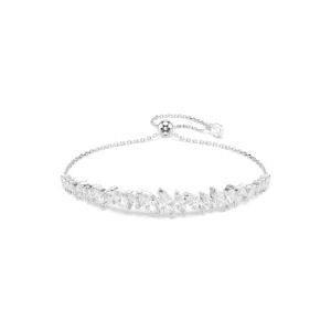 Mesmera bracelet, Marquise cut, White, Rhodium plated