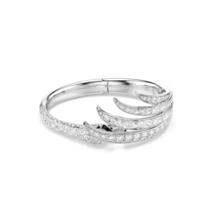 Vienna bangle, Mixed cuts, Swan, White, Rhodium plated