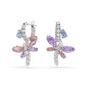 Ariana Grande x Swarovski drop earrings, Mixed cuts, Dragonfly, Multicolored, Rhodium plated