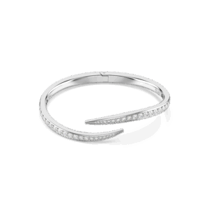 Vienna bangle, Round cut, Swan, White, Rhodium plated