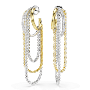 Hyperbola earrings, Layered, Round cut, White, Mixed metal finish