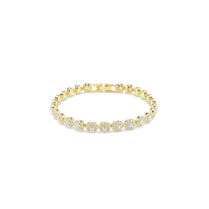Una Angelic bracelet, Round cut, White, Gold-tone plated