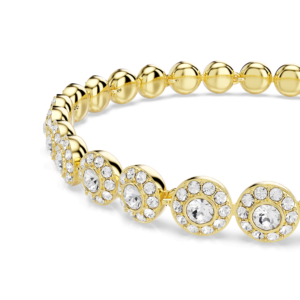 Una Angelic bracelet, Round cut, White, Gold-tone plated