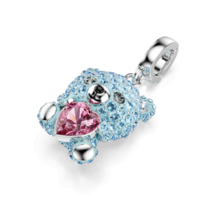 Idyllia charm, Mixed cuts, Teddy, Blue, Rhodium plated