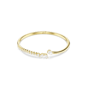 Mesmera bangle, Mixed cuts, White, 18K gold finish
