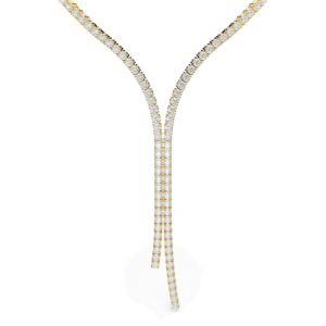 Matrix Y necklace, Round cut, White, 18K gold finish