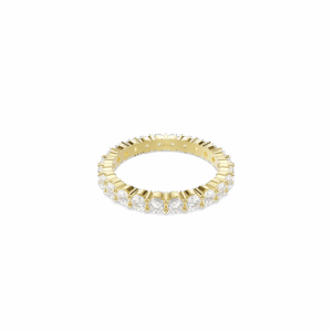 Matrix Vittore band ring, Round cut, White, Gold-tone plated
