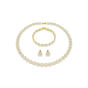 Una Angelic set, Set (3), Round cut, White, Gold-tone plated