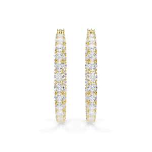 Matrix hoop earrings, Round cut, White, Gold-tone plated