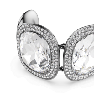 Una Angelic bracelet, Cushion cut, White, Ruthenium plated