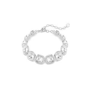 Una Angelic bracelet, Cushion cut, White, Rhodium plated
