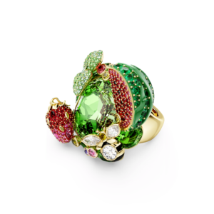 Idyllia motif ring, Multicolored, Gold-tone plated