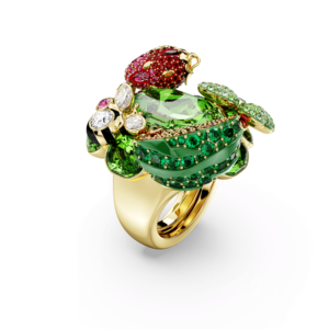 Idyllia motif ring, Multicolored, Gold-tone plated