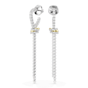 Hyperbola drop earrings, Round cut, Knot, White, Mixed metal finish