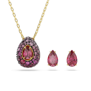 Sublima set, Set (2), Pear cut, Red, 18K gold finish