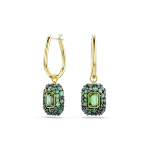 Sublima drop earrings, Octagon cut, Green, 18K gold finish