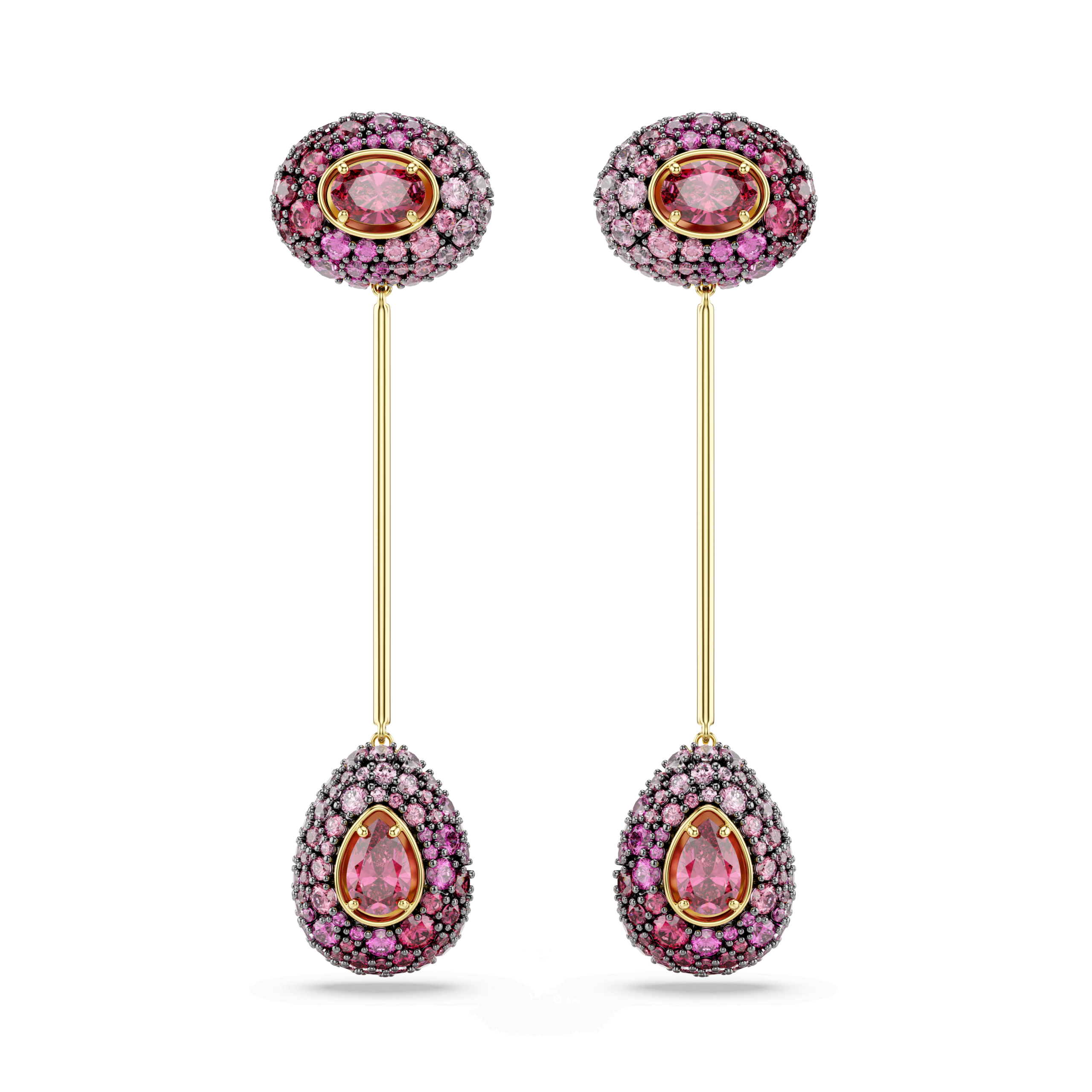 Sublima drop earrings, Pear cut, Red, 18K gold finish