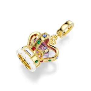 Minions Crown charm, Mixed cuts, Multicolored, Gold-tone plated