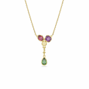 Imber Y pendant, Mixed cuts, Multicolored, 18K gold finish