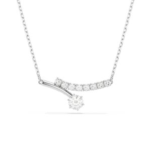 Matrix necklace, Round cut, White, Rhodium plated